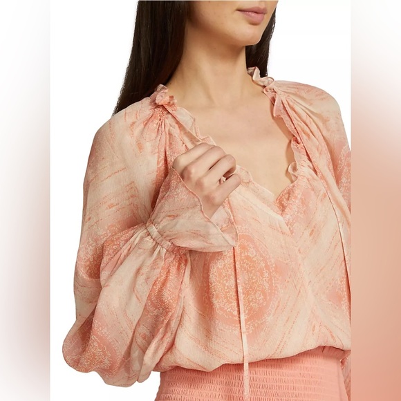 EUC Ramy Brook Lorraine Geometric Silk Blouse - Picture 5 of 11